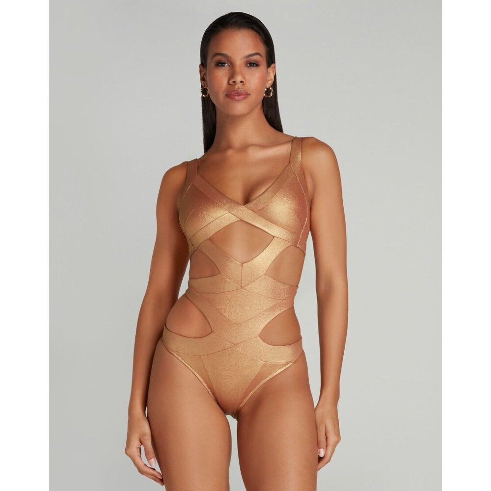 Agent Provocateur Mazzy Gold Swimsuit NWT
